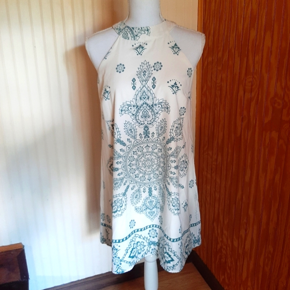 Lulu's High Neck Sleeveless Mandala Print Boho Sun Dress